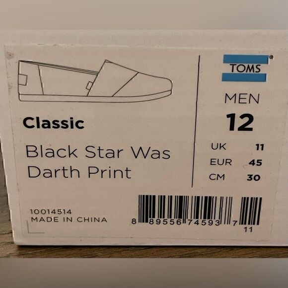 Tom’s x Star Wars Limited Edition Black Star Wars Darth Vader Print Classic - Picture 8 of 8